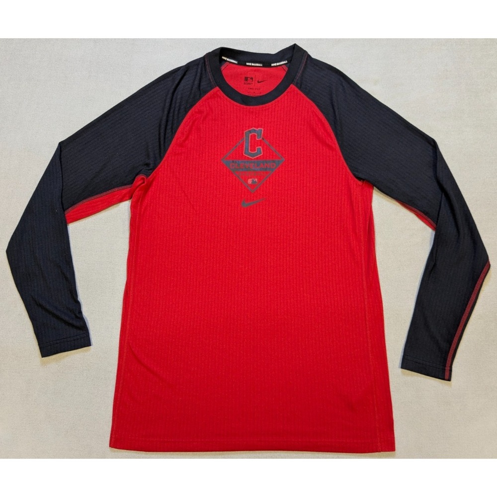 Cleveland Guardians Shirt Mens Large Nike Dri-Fit Training Long Sleeve MLB